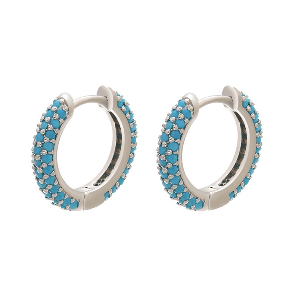 Cubic Zirconia blue hoop earrings